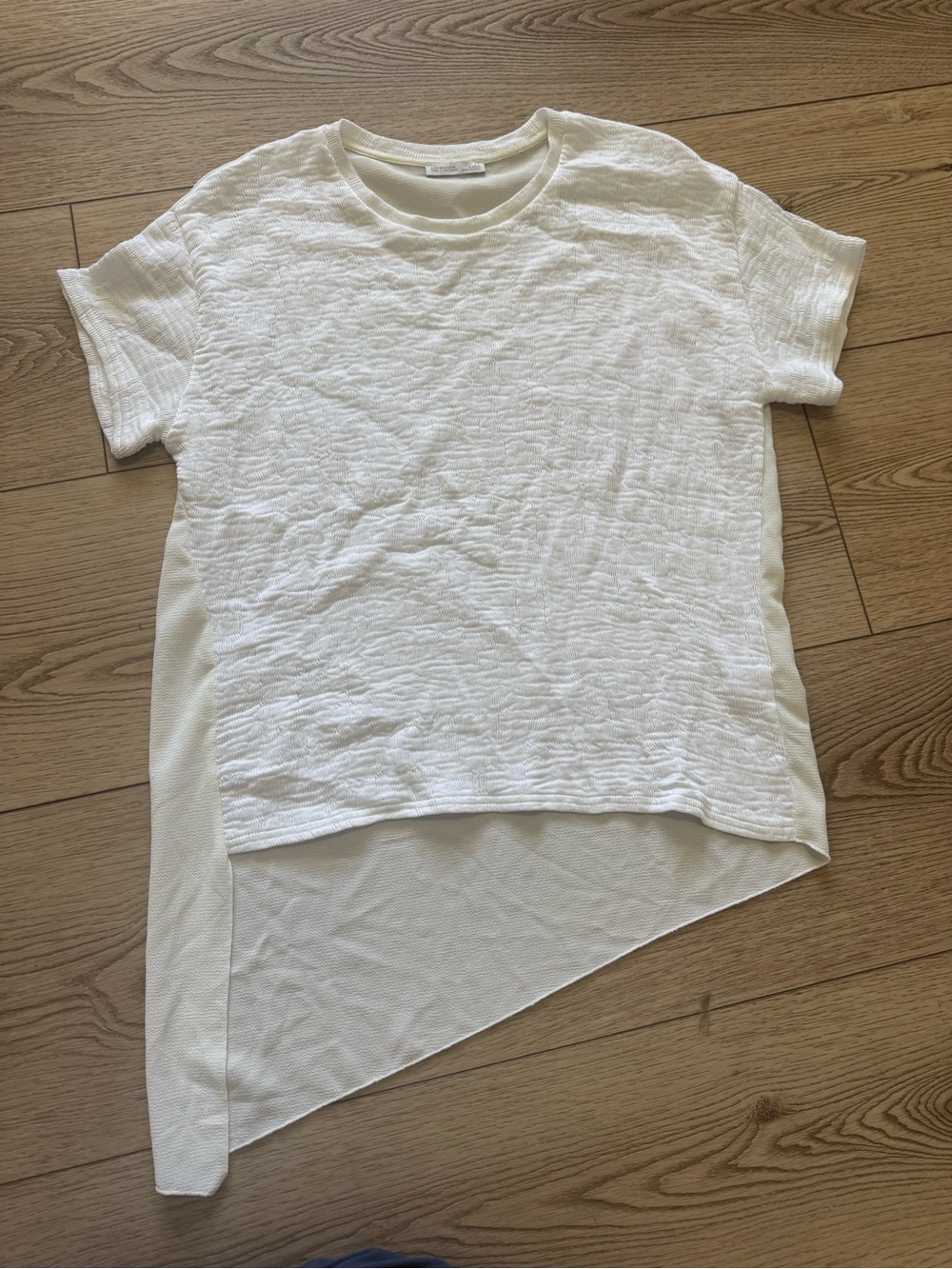 Zara White Asymmetric Layered Short-Sleeve Top